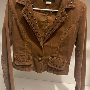 Vintage Steampunk Studded Brown Corduroy Jacket size small